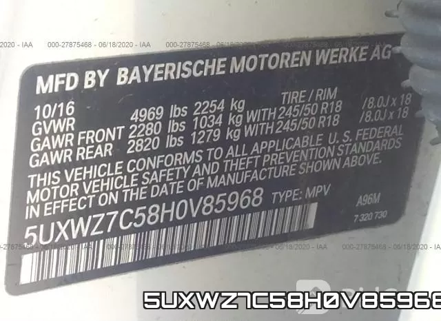 5UXWZ7C58H0V85968