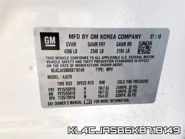 KL4CJASB6KB718149