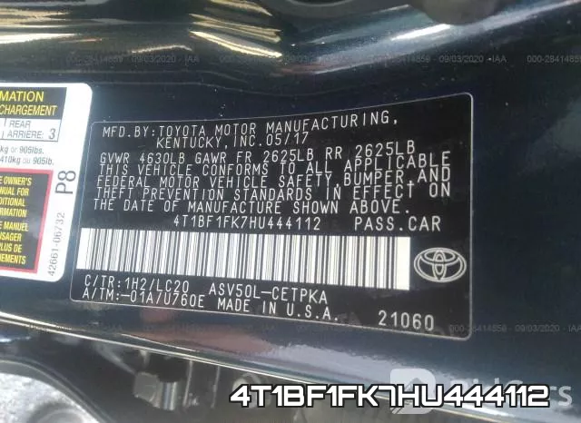 4T1BF1FK7HU444112