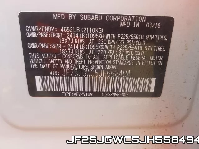 JF2SJGWC5JH558494