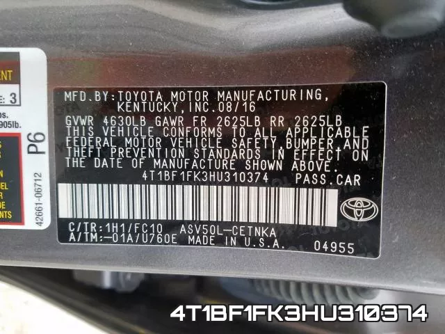4T1BF1FK3HU310374