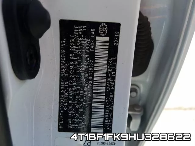 4T1BF1FK9HU328622