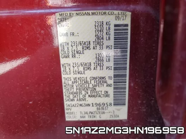 5N1AZ2MG3HN196958