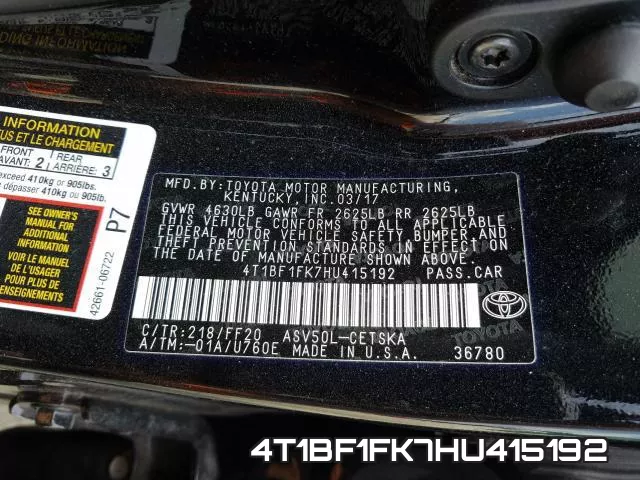 4T1BF1FK7HU415192