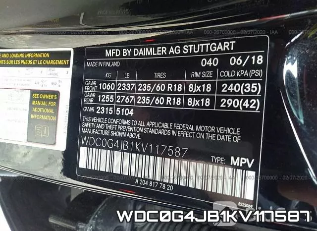 WDC0G4JB1KV117587
