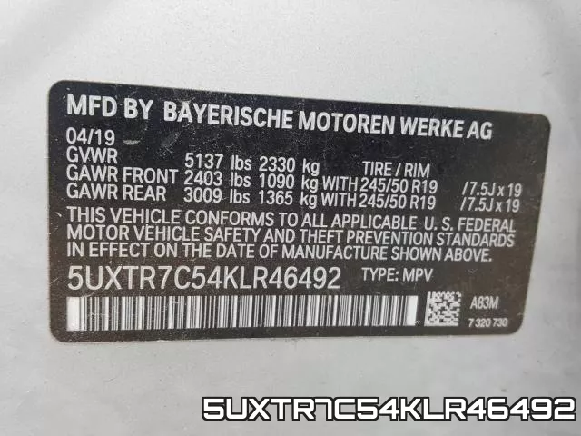 5UXTR7C54KLR46492