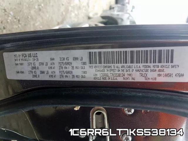 1C6RR6LT7KS538134