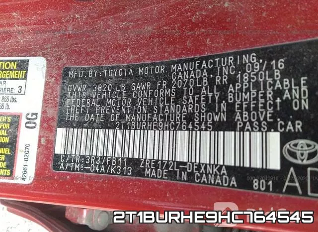 2T1BURHE9HC764545