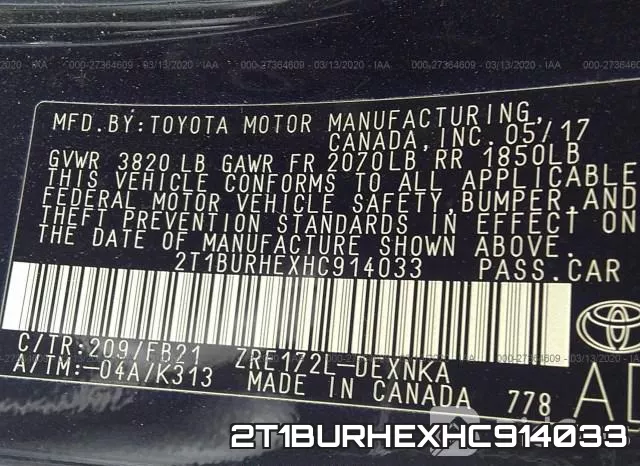 2T1BURHEXHC914033