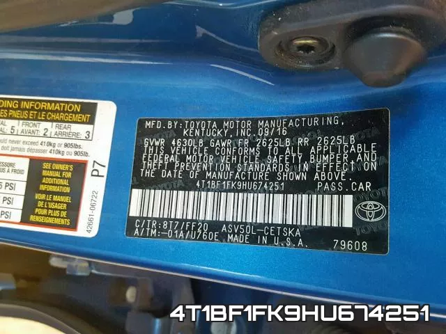 4T1BF1FK9HU674251