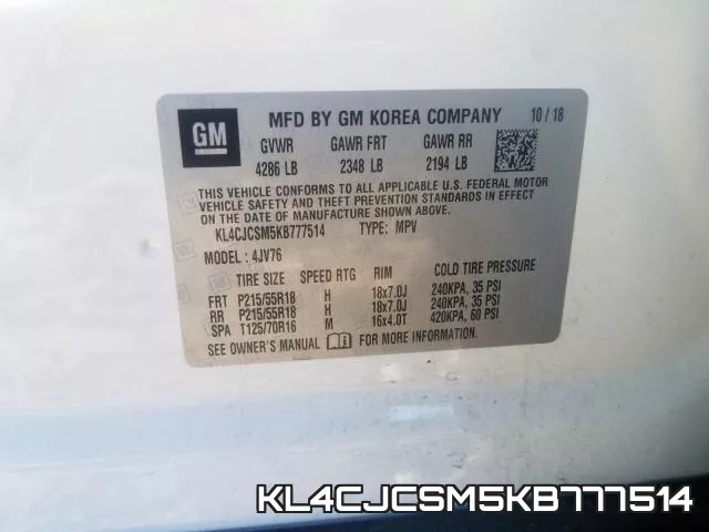 KL4CJCSM5KB777514