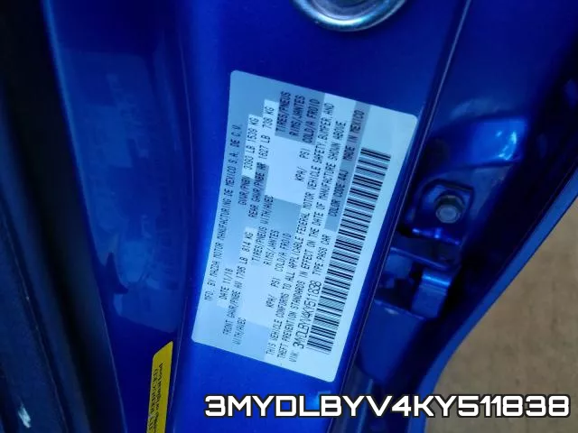 3MYDLBYV4KY511838