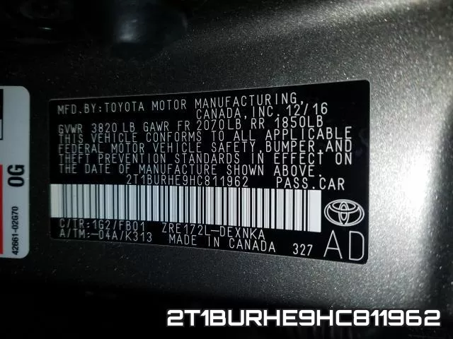 2T1BURHE9HC811962