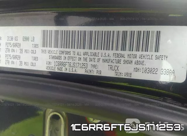 1C6RR6FT6JS171253