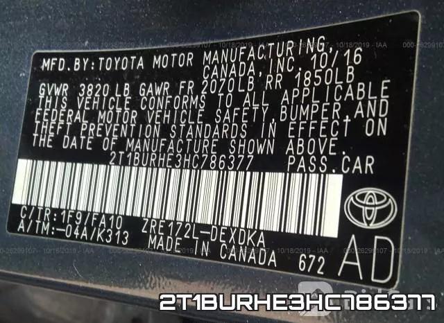 2T1BURHE3HC786377