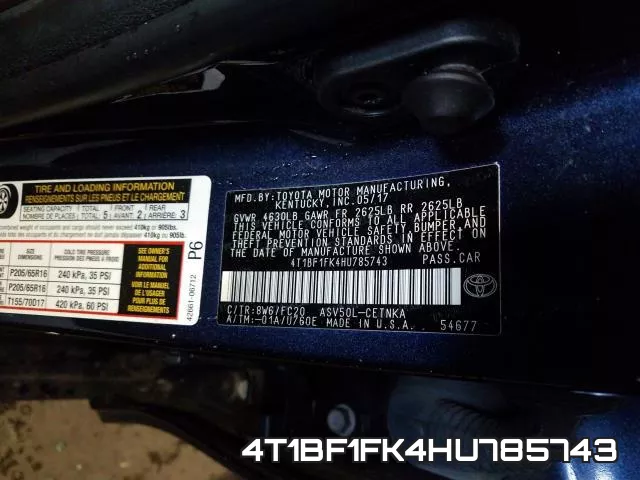 4T1BF1FK4HU785743