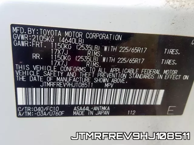 JTMRFREV9HJ108511