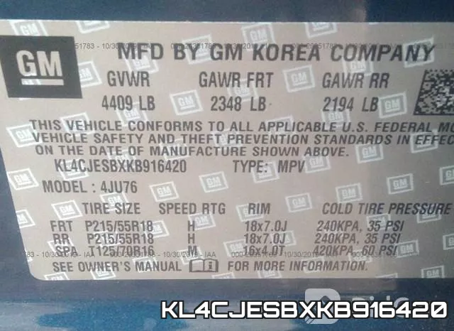 KL4CJESBXKB916420