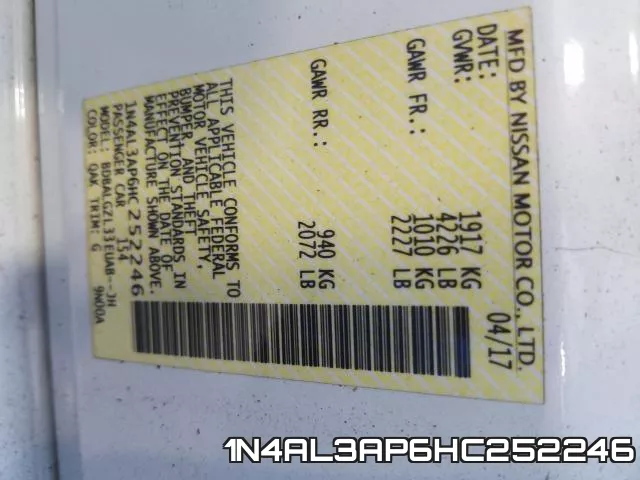 1N4AL3AP6HC252246