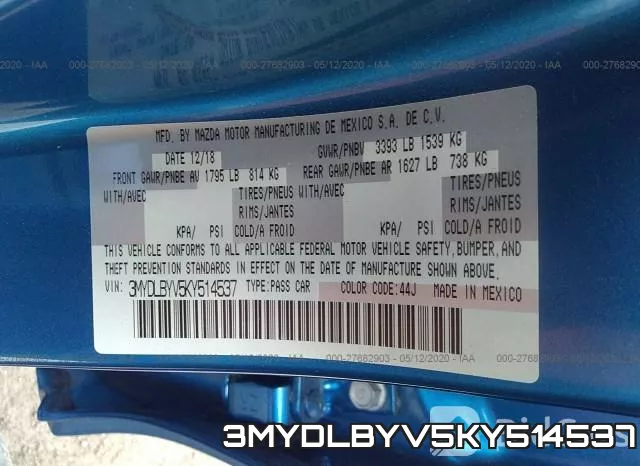 3MYDLBYV5KY514537
