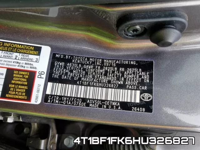 4T1BF1FK6HU326827