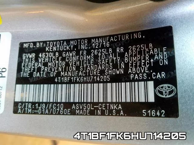 4T1BF1FK6HU714205
