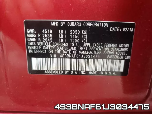4S3BNAF61J3034475