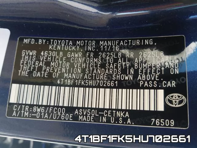 4T1BF1FK5HU702661