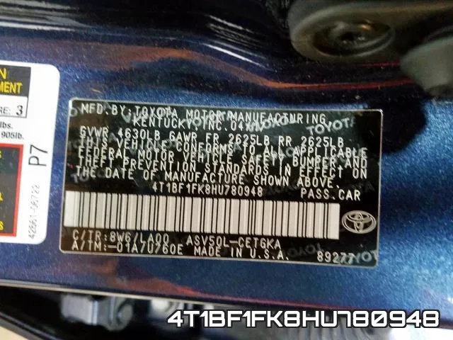 4T1BF1FK8HU780948