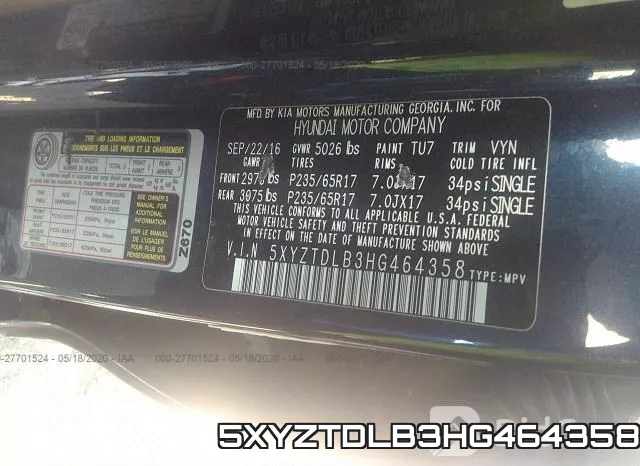 5XYZTDLB3HG464358