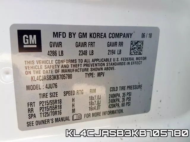 KL4CJASB3KB705780