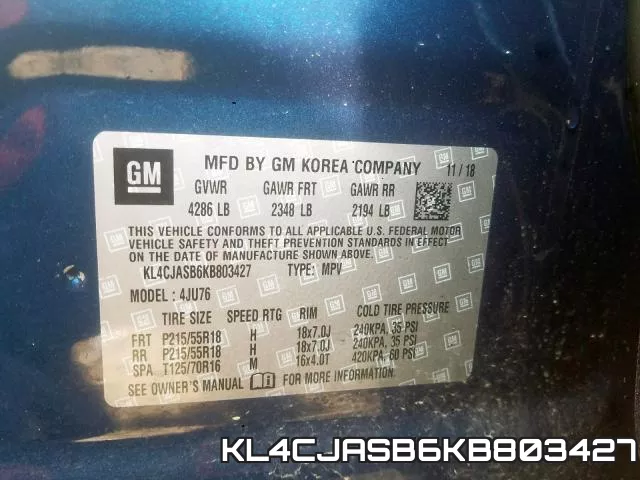 KL4CJASB6KB803427
