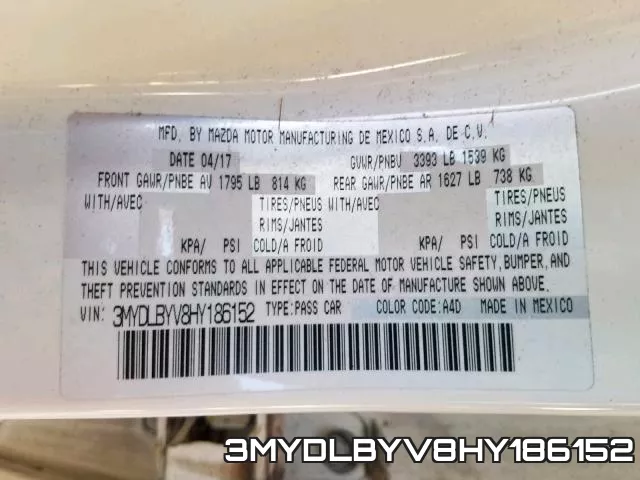 3MYDLBYV8HY186152