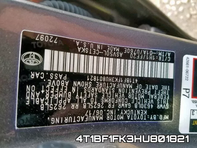 4T1BF1FK3HU801821