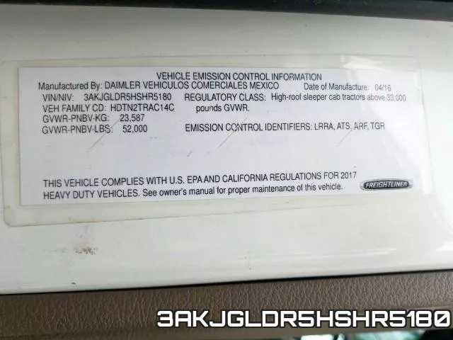 3AKJGLDR5HSHR5180