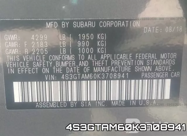 4S3GTAM60K3708941