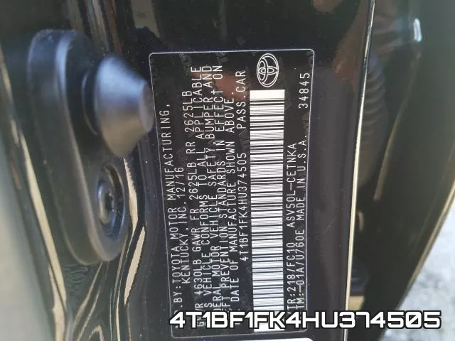 4T1BF1FK4HU374505