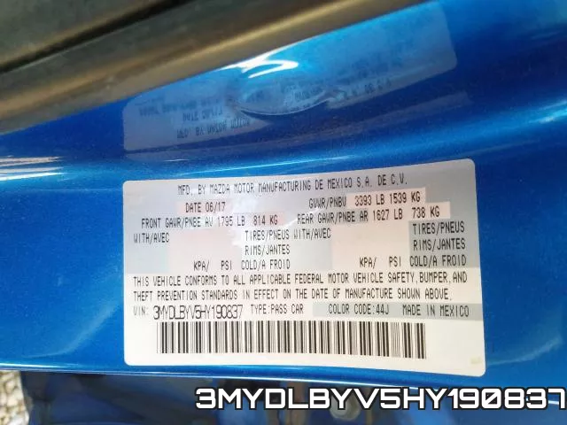 3MYDLBYV5HY190837