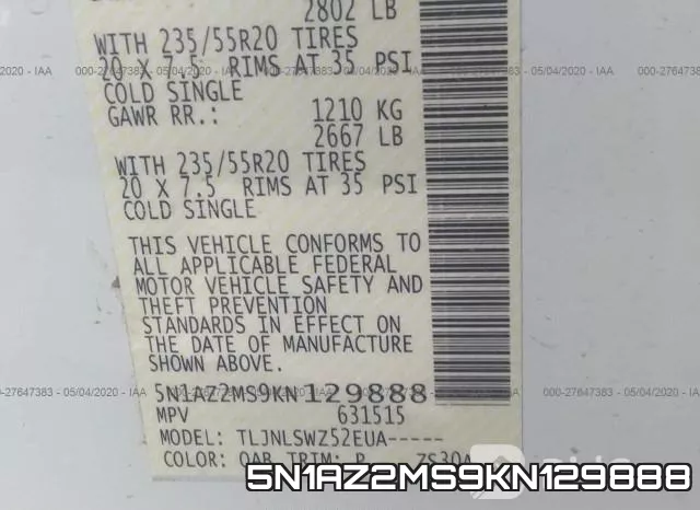 5N1AZ2MS9KN129888