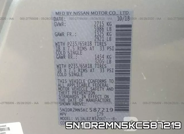 5N1DR2MN5KC587219