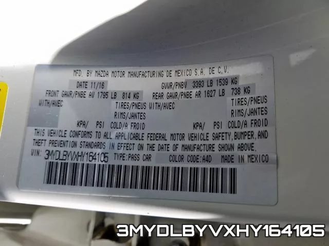 3MYDLBYVXHY164105