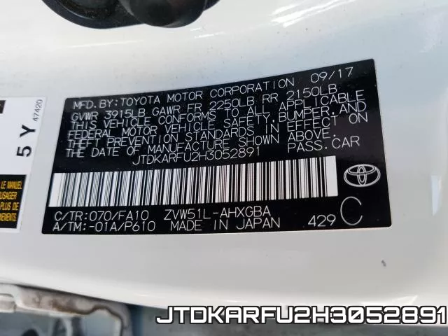 JTDKARFU2H3052891