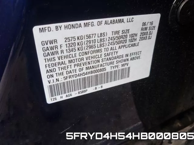 5FRYD4H54HB000805