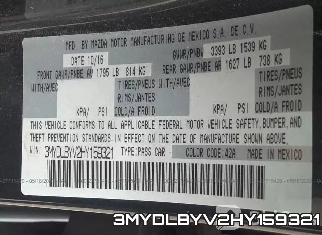 3MYDLBYV2HY159321