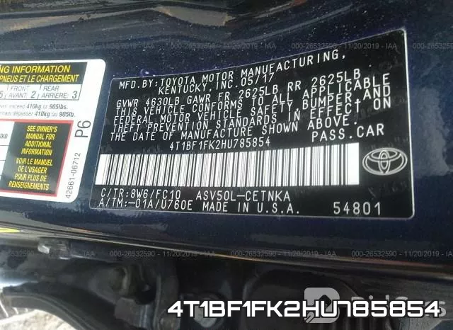 4T1BF1FK2HU785854
