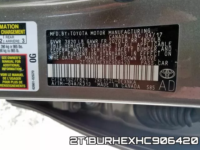 2T1BURHEXHC906420