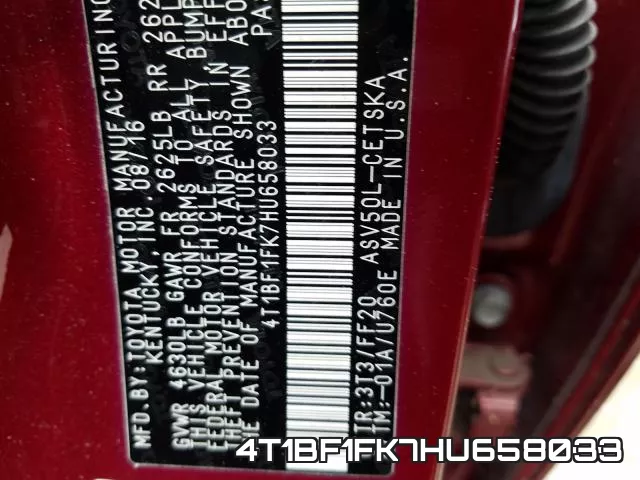 4T1BF1FK7HU658033