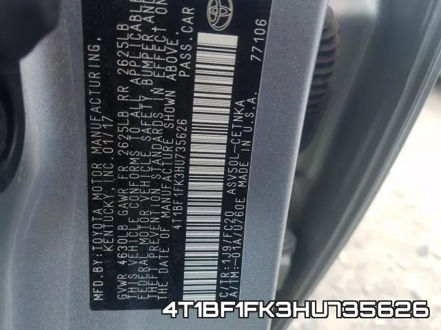 4T1BF1FK3HU735626