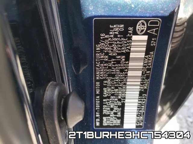 2T1BURHE3HC754304