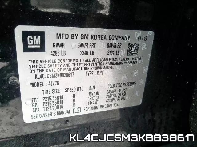 KL4CJCSM3KB838617